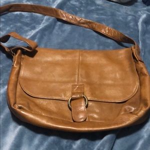 Brown leather messenger bag